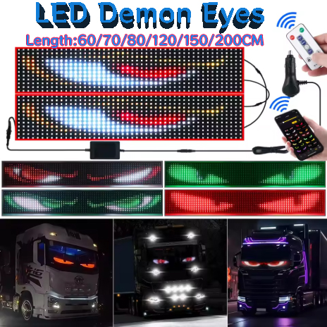 Pixel Art Led Panel - ไฟ LED Devil Eyes สำหรับตกแต่งภายในรถยนต์ แผงพิกเซลแบบยืดหยุ่นสำหรับกระจกหน้ารถ