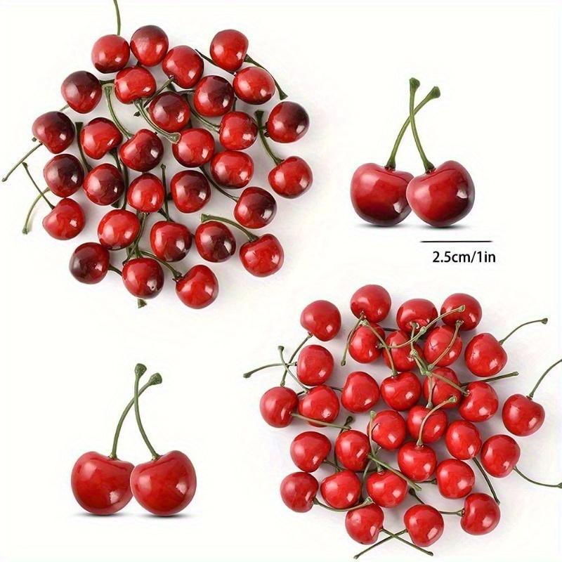Photography Of Food - 30 ชิ้นเชอร์รี่ปลอมผลไม้ประดิษฐ์จำลองเชอร์รี่เครื่องประดับหัตถกรรมอาหารอุปกรณ์ประกอบฉากการถ่ายภาพปาร์ตี้ตกแต่งบ้าน