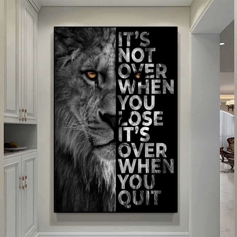 Photography Pose - Wild Lion Letter สร้างแรงบันดาลใจ Art โปสเตอร์และภาพพิมพ์ภาพวาดผ้าใบภาพผนังศิลปะสําหรับห้องนั่งเล่นตกแต่งบ้านไม่มีกรอบ