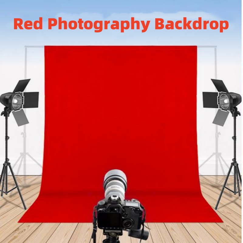 Photography Hacks - ฉากแบคดรอปสีแดงสำหรับถ่ายภาพพื้นหลังสีโครมเนย์สำหรับสตูดิโอวิดีโองานแต่งงานม่านตกแต่งบ้าน