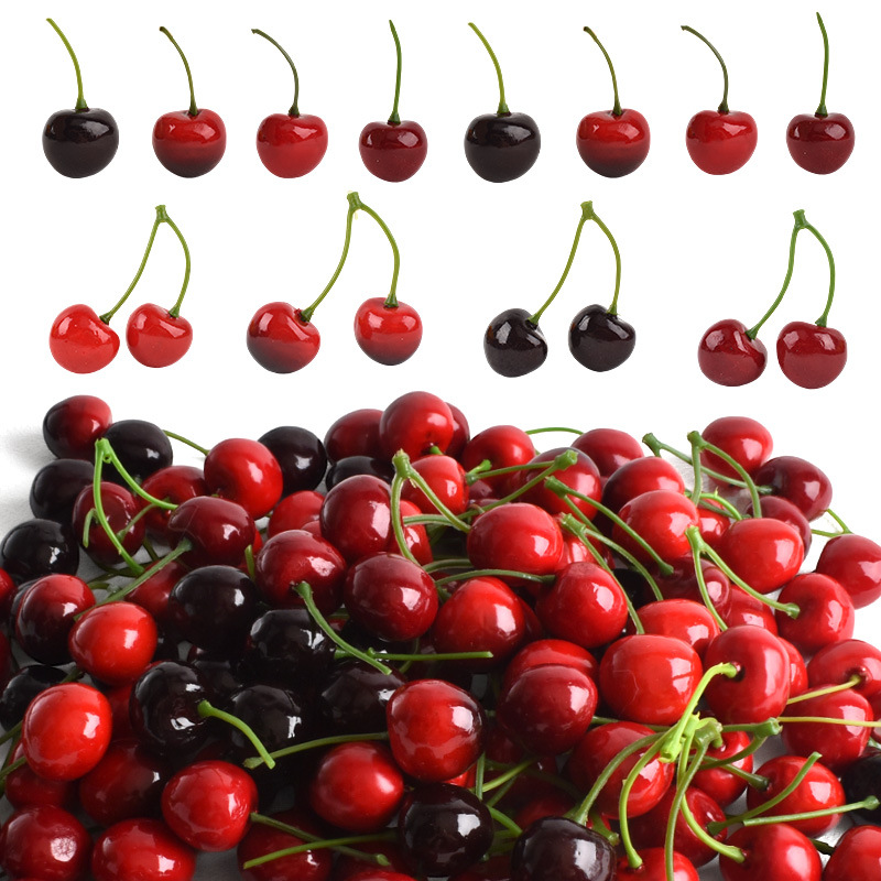 Photography Of Food - ผลไม้เชอร์รี่ปลอม 10 ชิ้น สำหรับตกแต่งเค้ก ถ่ายภาพอาหาร ของตกแต่งงานปาร์ตี้